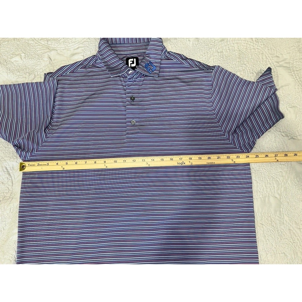 FJ FootJoy Men's Golf Polo Shirt Collared, Blue/Pink, Polyester, Size L - Picture 6 of 6
